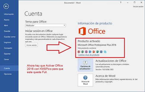 Chave key para office 2016